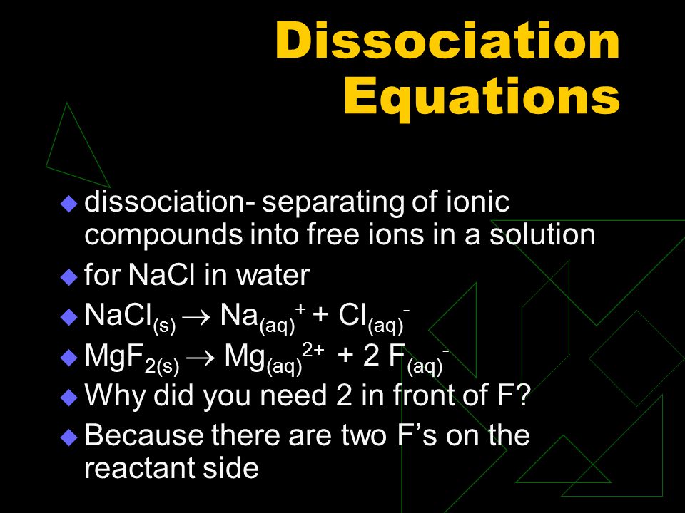 Chemical Equations And Solutions Chapter 6 Ppt Download 6 Dissociation Equations Separating Of Ionic Compounds Into