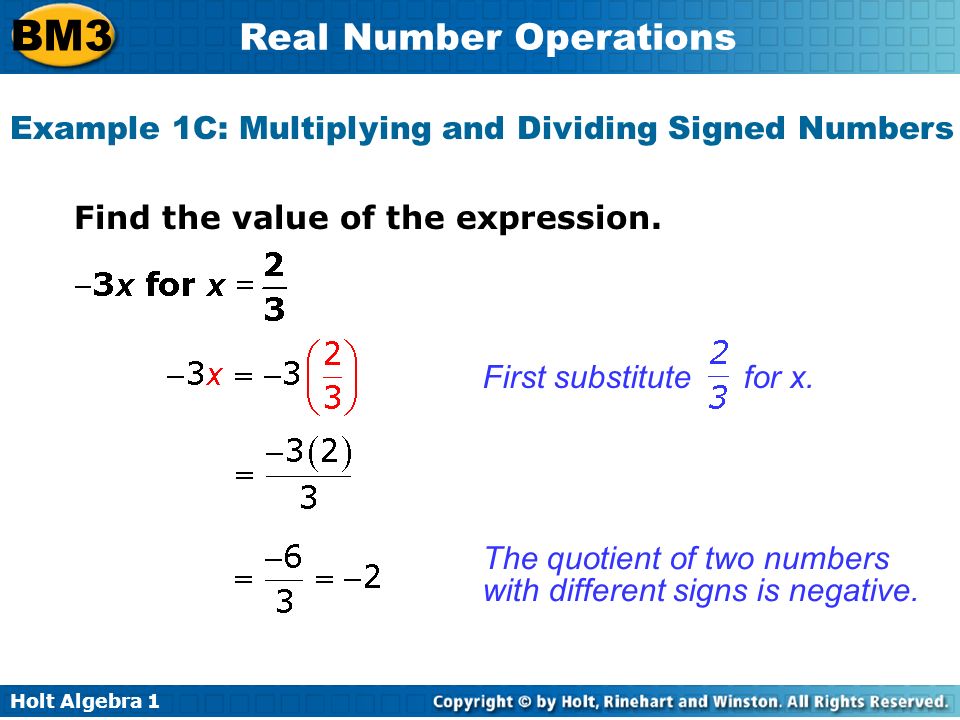 Holt Algebra 1 BM3 Real Number Operations Find the value of the expression.