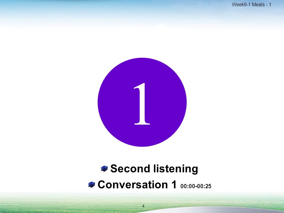 Week9-1 Meals Second listening Conversation 1 00:00-00:25 1