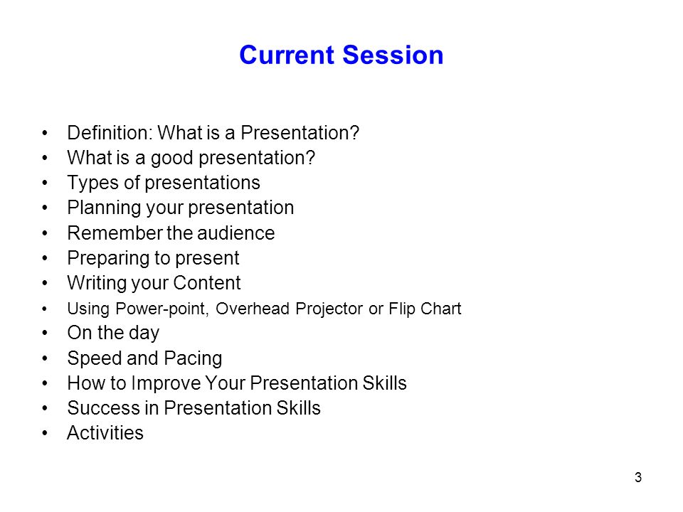 Types of presentation