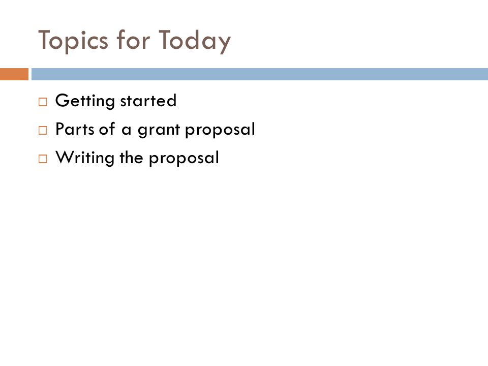 Topics for proposals