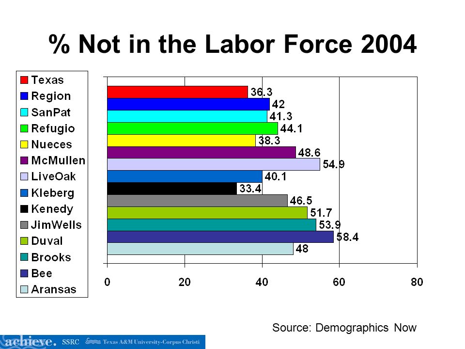 % Not in the Labor Force 2004 Source: Demographics Now