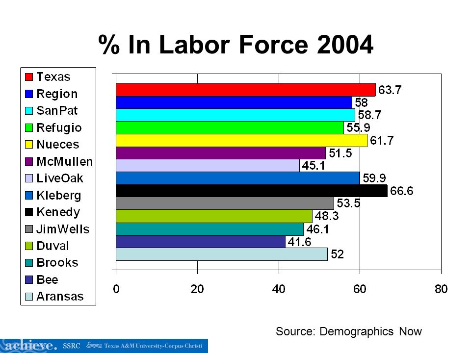 % In Labor Force 2004 Source: Demographics Now