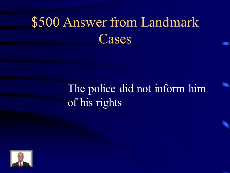 $500 Question from Landmark Cases What did police NOT do that led to Ernesto Miranda appealing his case