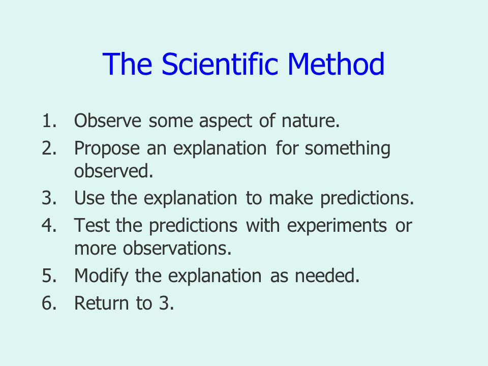 The Scientific Method 1.Observe some aspect of nature.