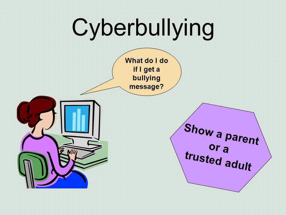 Cyberbullying Do not open messages from someone who has bullied you.