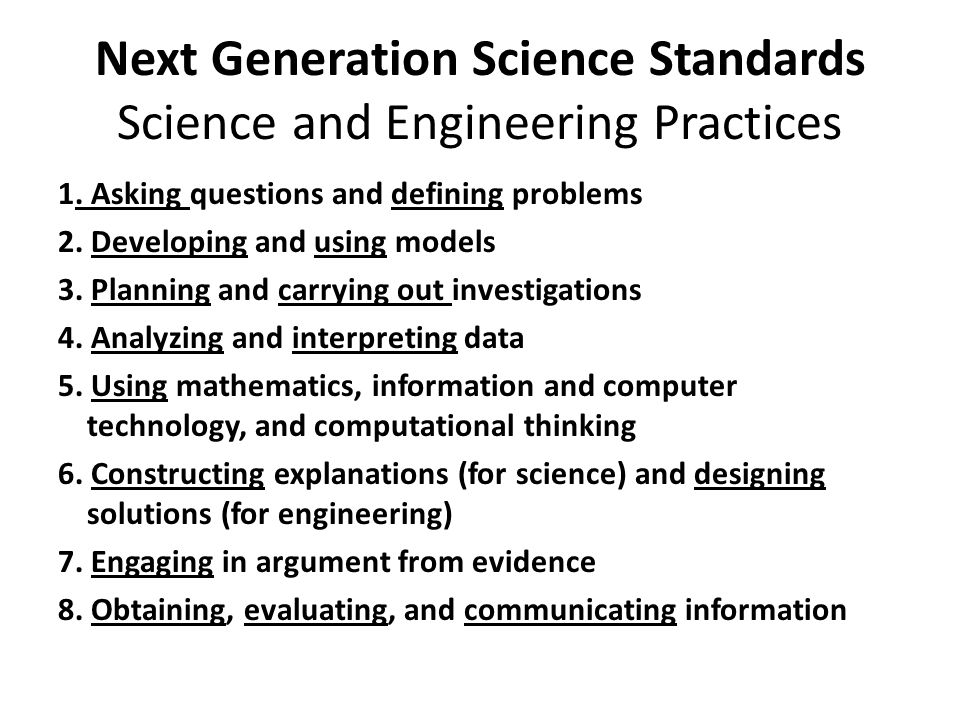 Next Generation Science Standards Science and Engineering Practices 1.