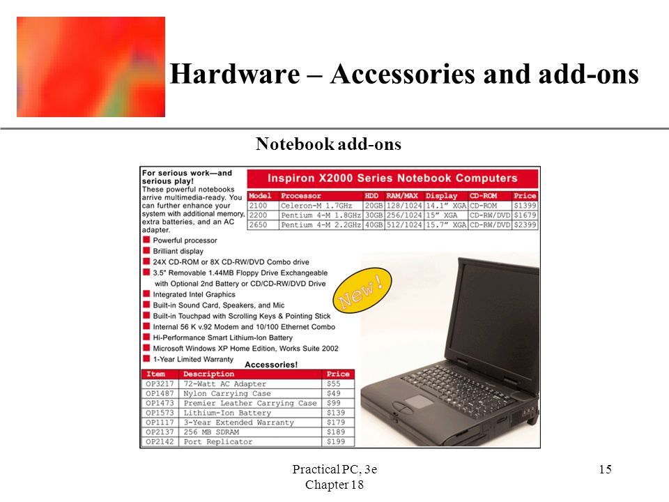 XP Practical PC, 3e Chapter Hardware – Accessories and add-ons Notebook add-ons