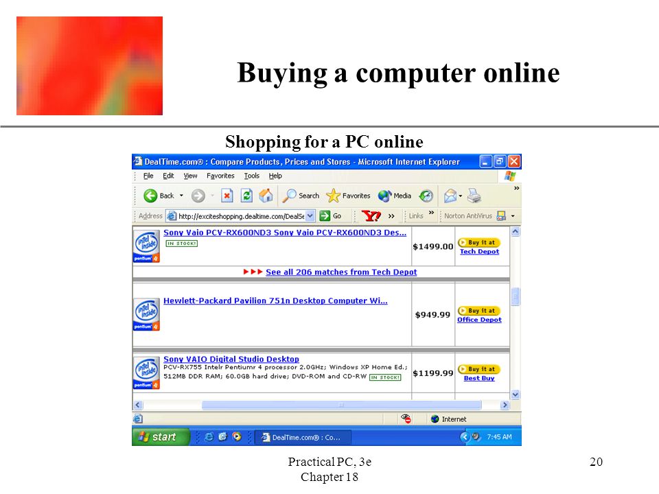 XP Practical PC, 3e Chapter Buying a computer online Shopping for a PC online