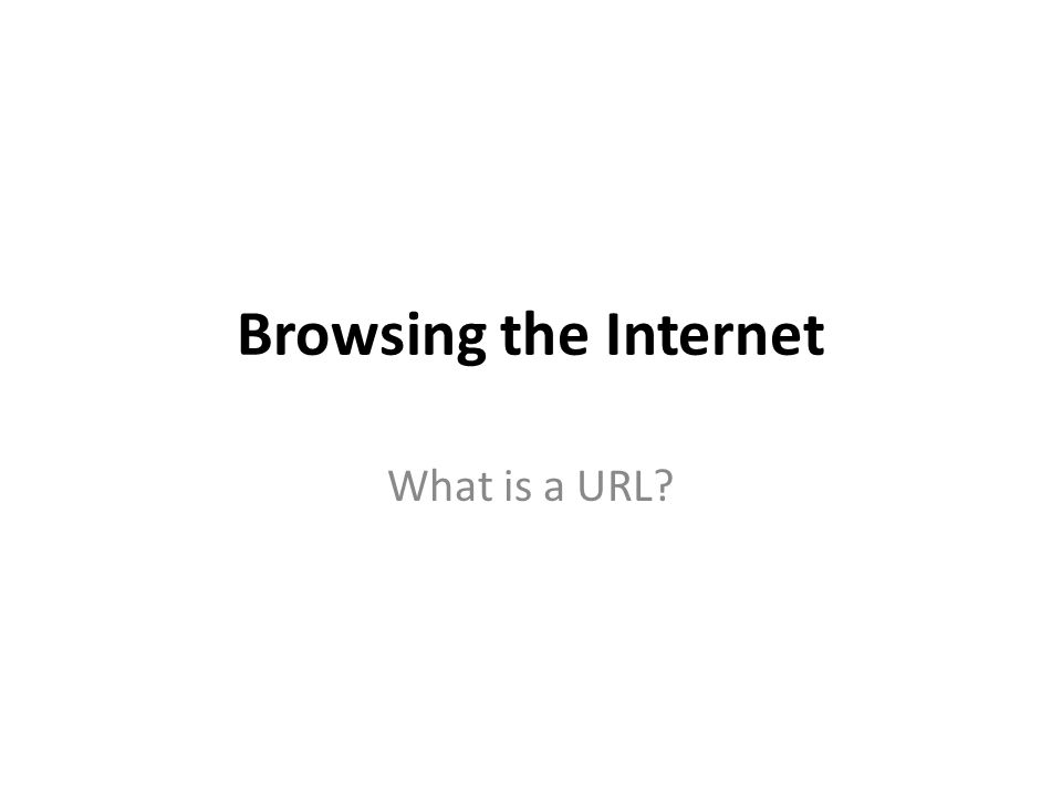 Browsing the Internet What is a URL