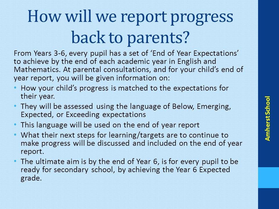 How will we report progress back to parents.