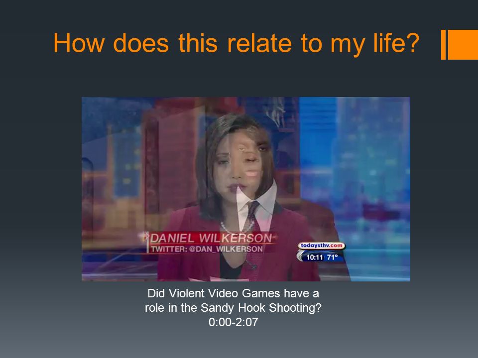 How does this relate to my life. Did Violent Video Games have a role in the Sandy Hook Shooting.