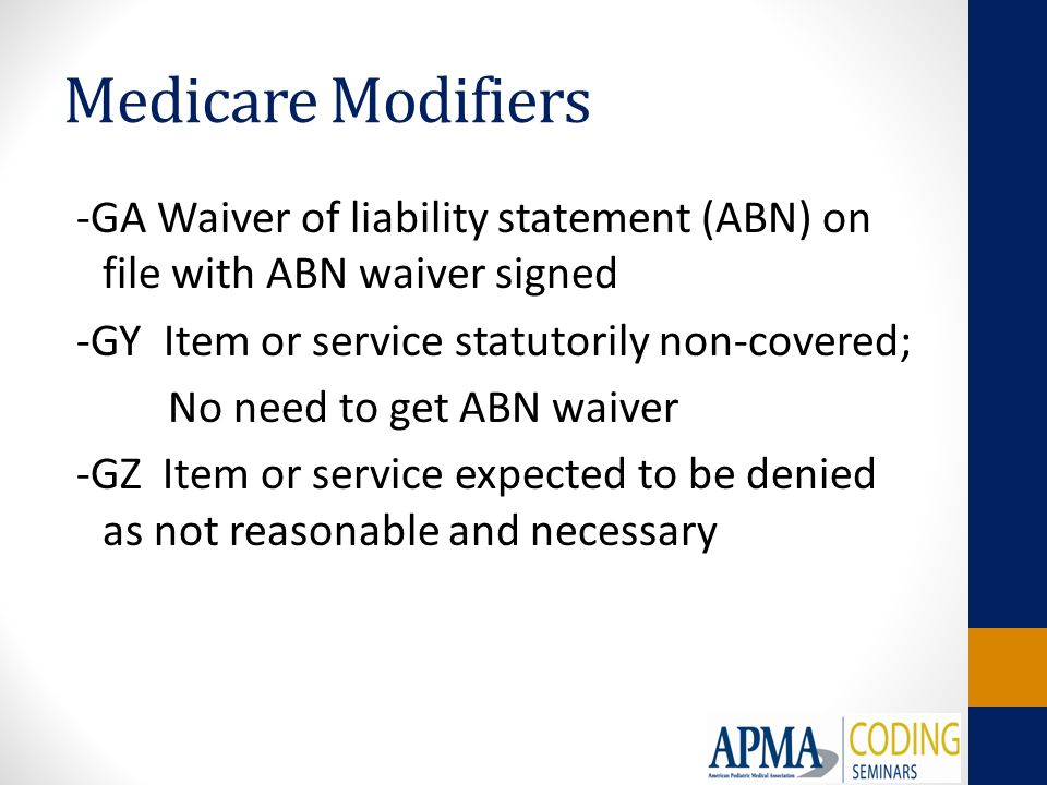 medicare modifiers