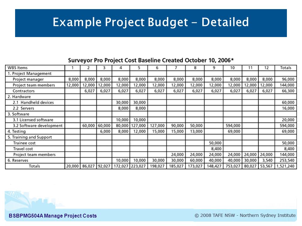 budget for project