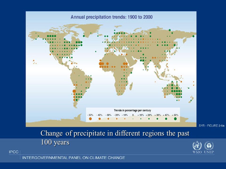 in the past 1 in the past 1 Change of precipitate in different regions the past 100 years