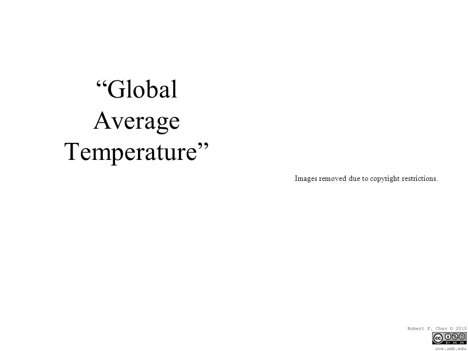 Global Average Temperature Images removed due to copyright restrictions.