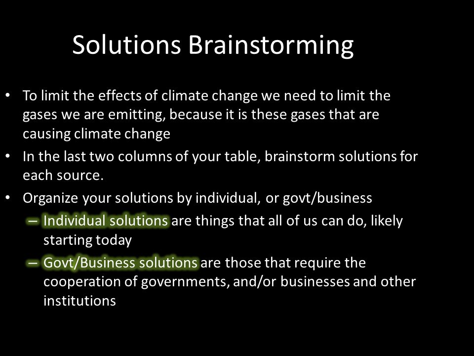 Solutions Brainstorming