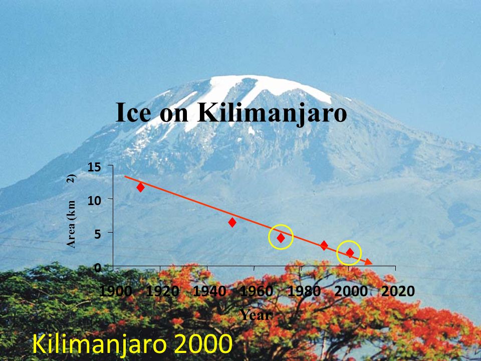 Kilimanjaro 2000 Ice onKilimanjaro Year Area (km 2 )