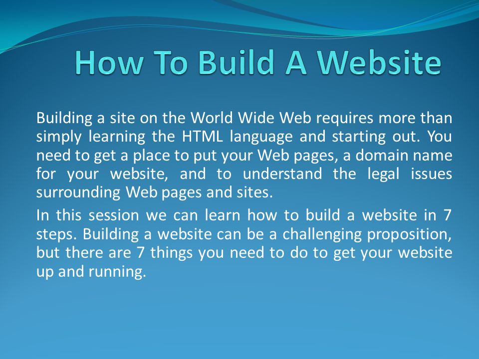 Building a site on the World Wide Web requires more than simply learning the HTML language and starting out.