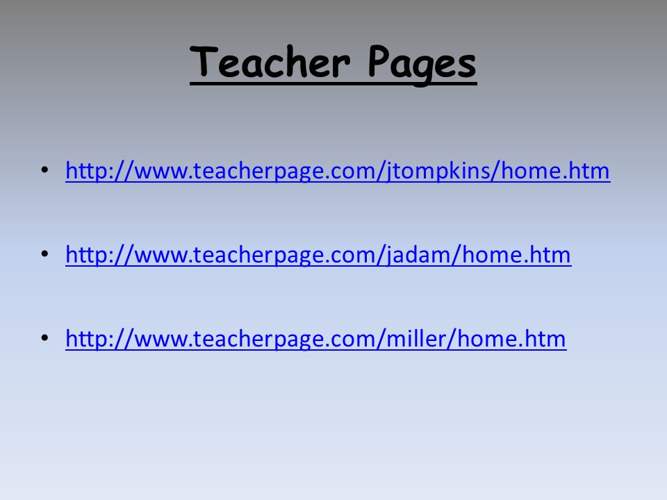 Teacher Pages