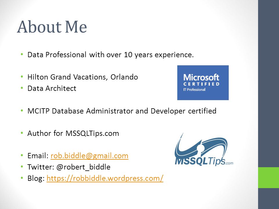 About Me Data Professional with over 10 years experience.