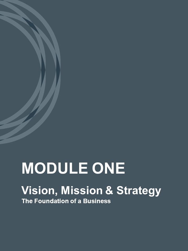 Vision, Mission & Strategy The Foundation of a Business MODULE ONE
