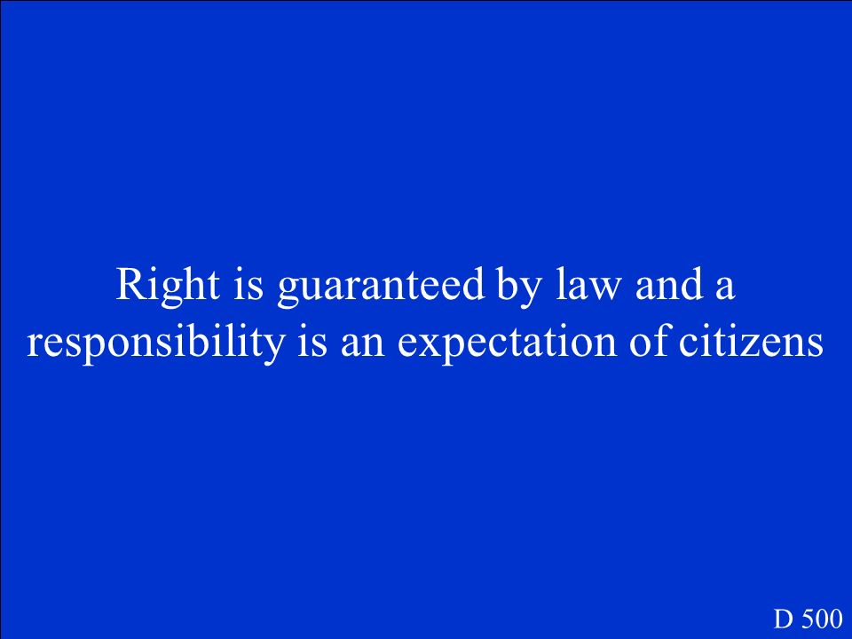 What ’ s the difference between a citizen right and responsibility D 500
