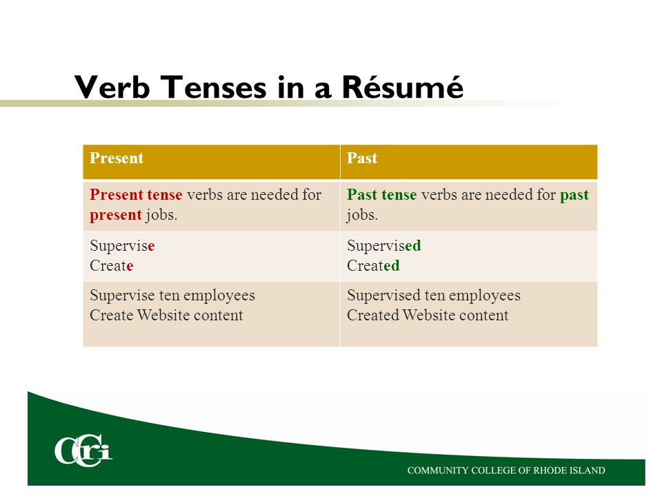 resume in present tense