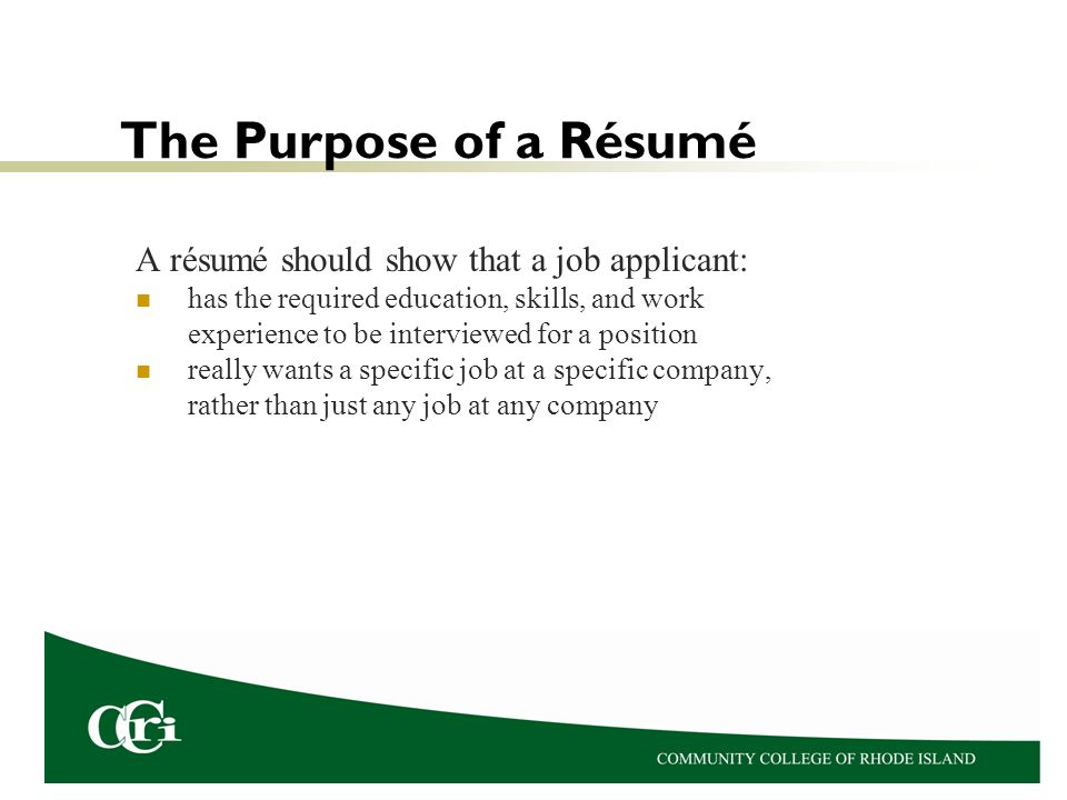 the purpose of a resumes