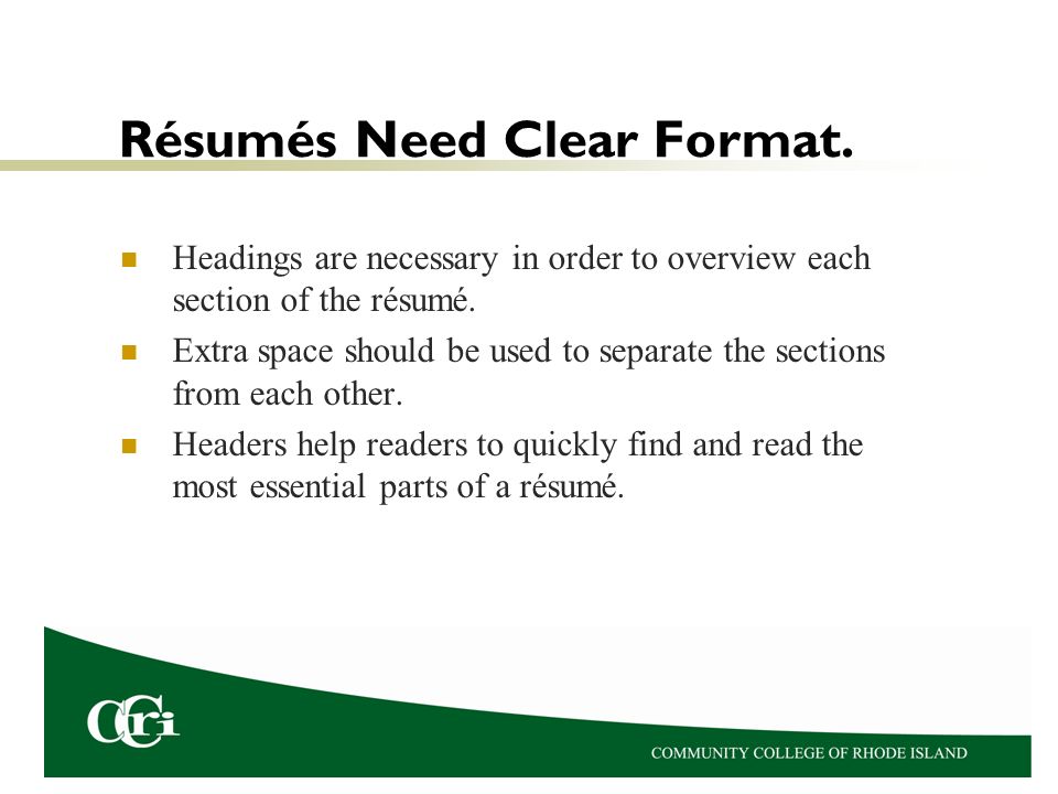 Parts of a resume in order