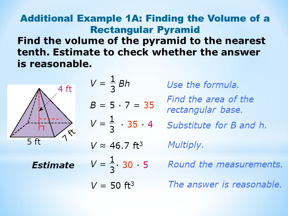 Find the volume of the pyramid to the nearest tenth.