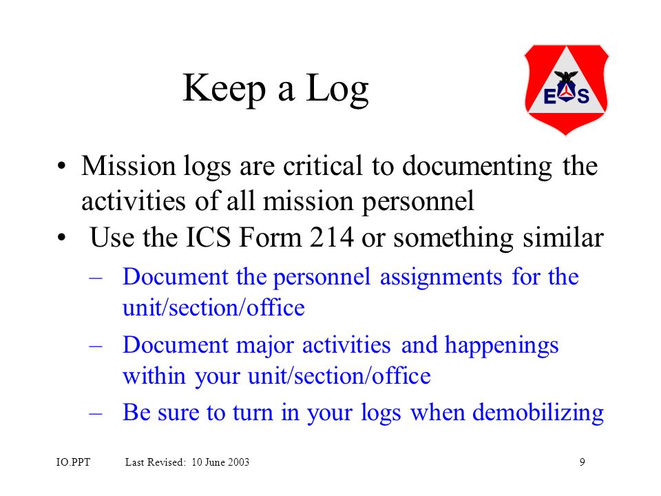 1io ppt last revised 10 june 2003 role of the cap information ics form 214