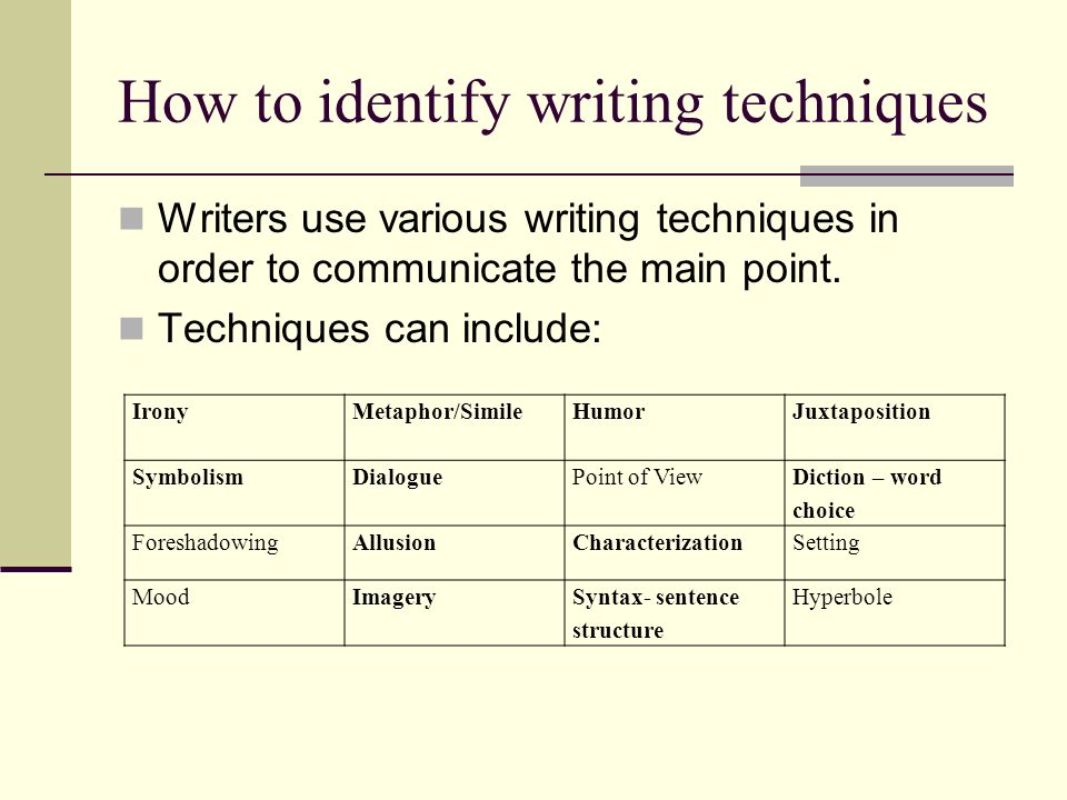 Writing techniques
