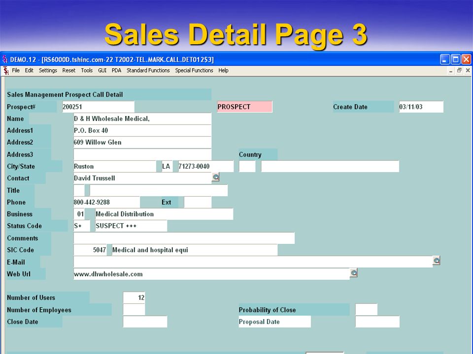 CRM- The Systems House, Inc.11 Sales Detail Page 3