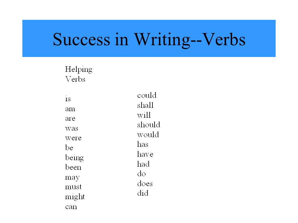 Success in Writing--Verbs