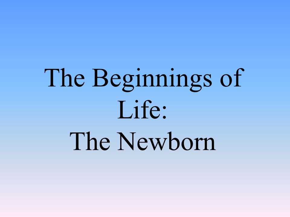 The Beginnings of Life: The Newborn