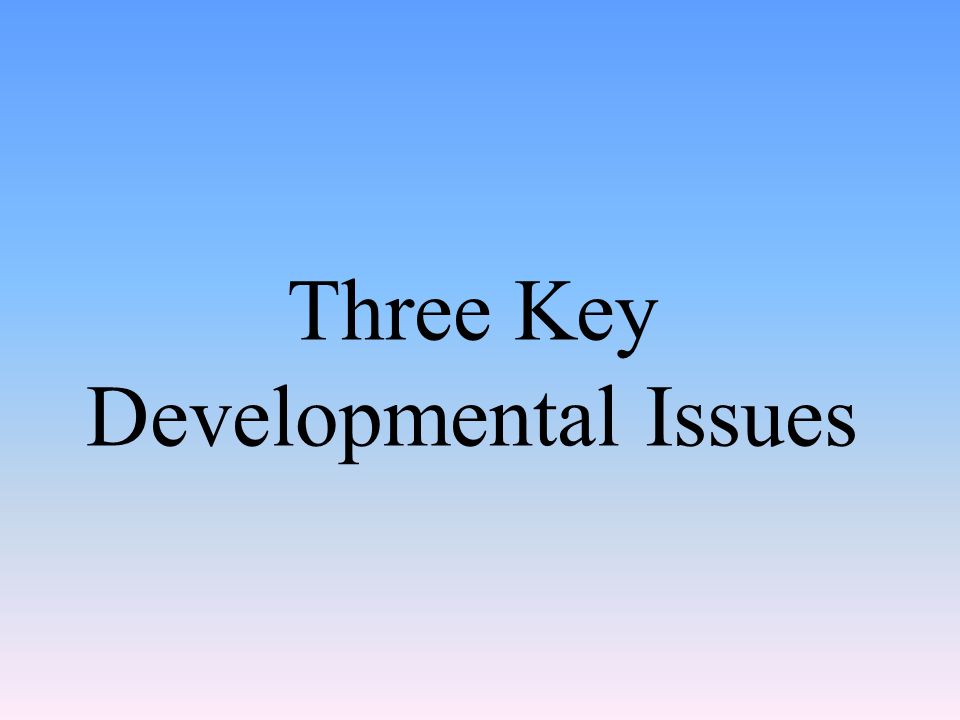 Three Key Developmental Issues