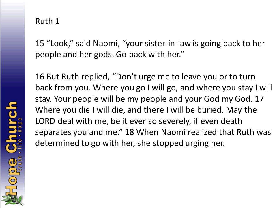 Ruth 1 15 Look, said Naomi, your sister-in-law is going back to her people and her gods.