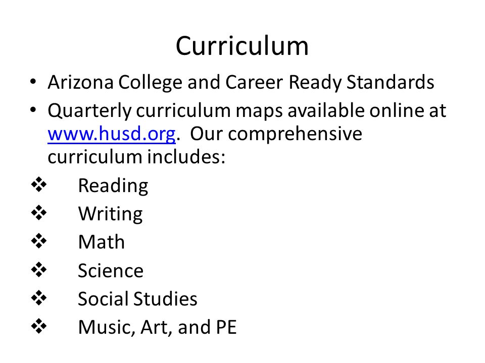 Curriculum Arizona College and Career Ready Standards Quarterly curriculum maps available online at