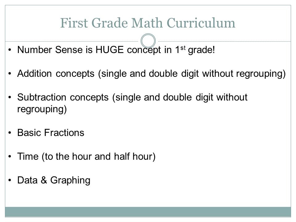 First Grade Math Curriculum Number Sense is HUGE concept in 1 st grade.