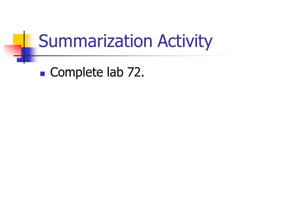 Summarization Activity Complete lab 72.