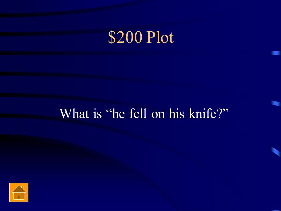 $200 Plot The explanation Heck Tate adamantly offers for what happened to Bob Ewell.
