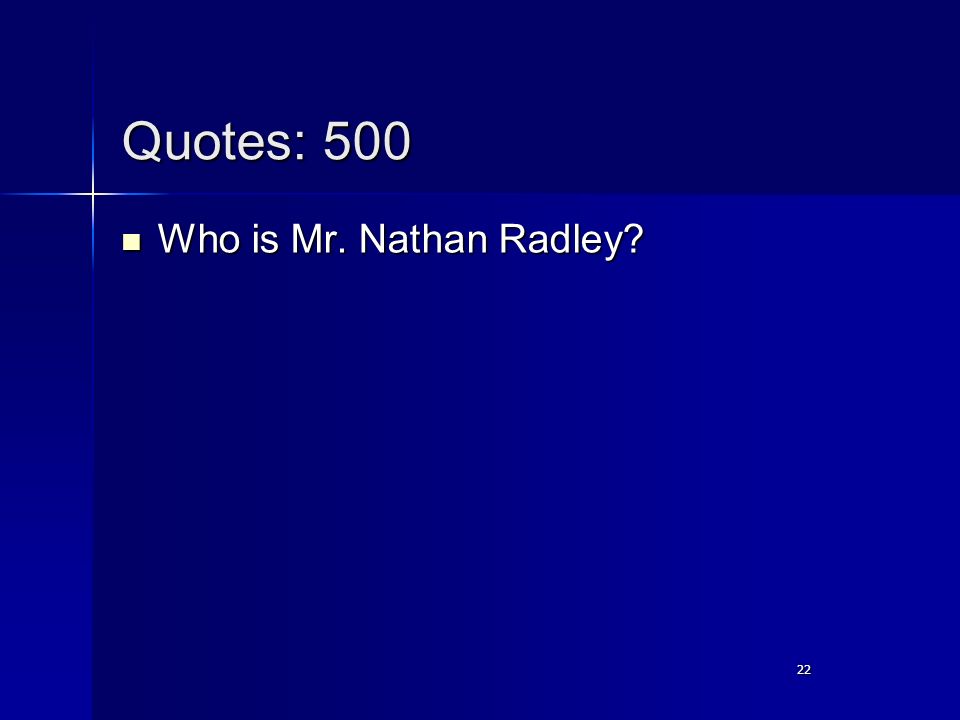 22 Quotes: 500 Who is Mr. Nathan Radley Who is Mr. Nathan Radley 22