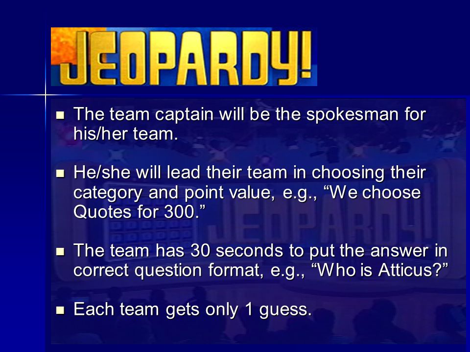 3 The team captain will be the spokesman for his/her team.