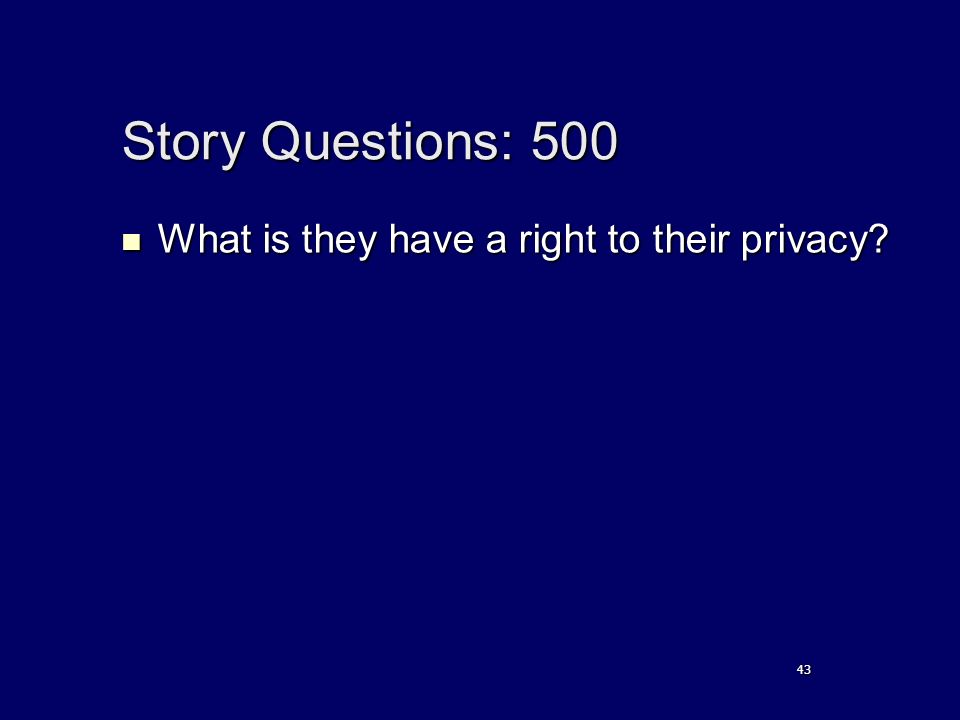 Story Questions: 500 What is they have a right to their privacy.
