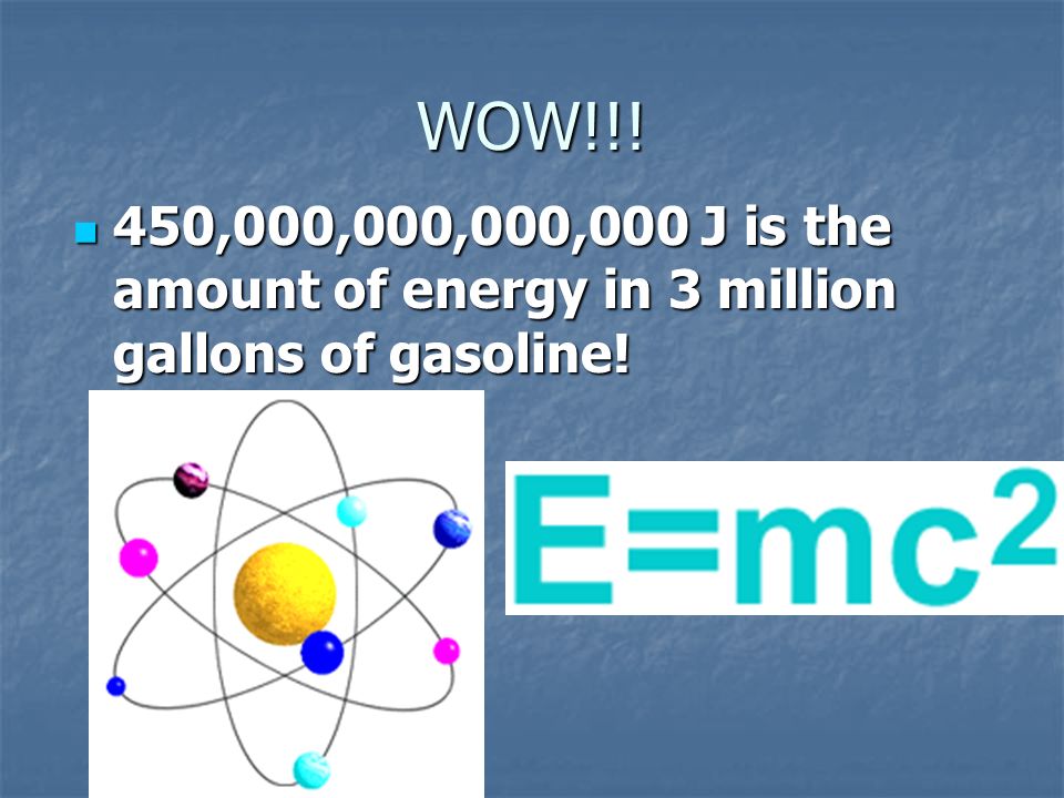 Example: How much energy can be given off by 5 grams of mass.