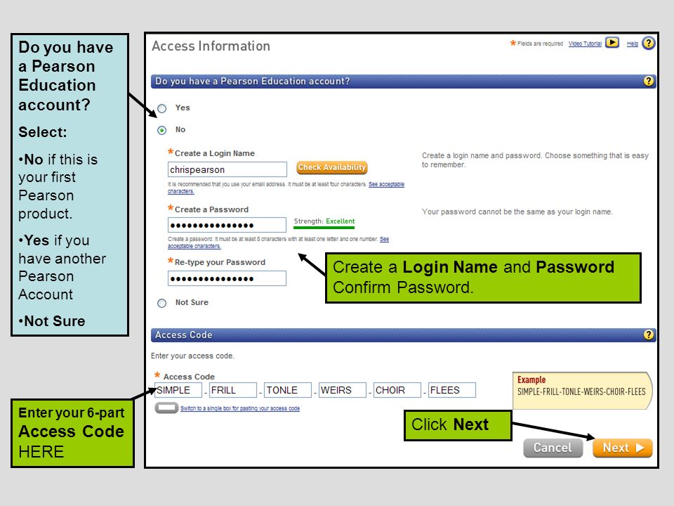 Create a Login Name and Password Confirm Password.