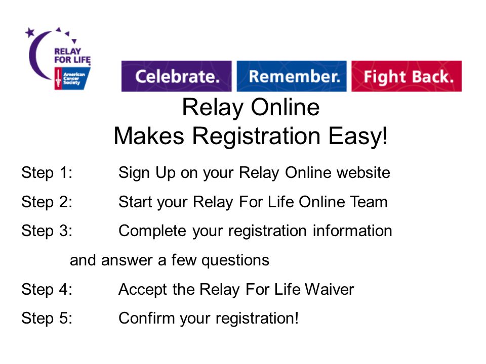 Relay Online Makes Registration Easy.