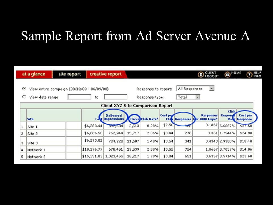 Sample Report from Ad Server Avenue A