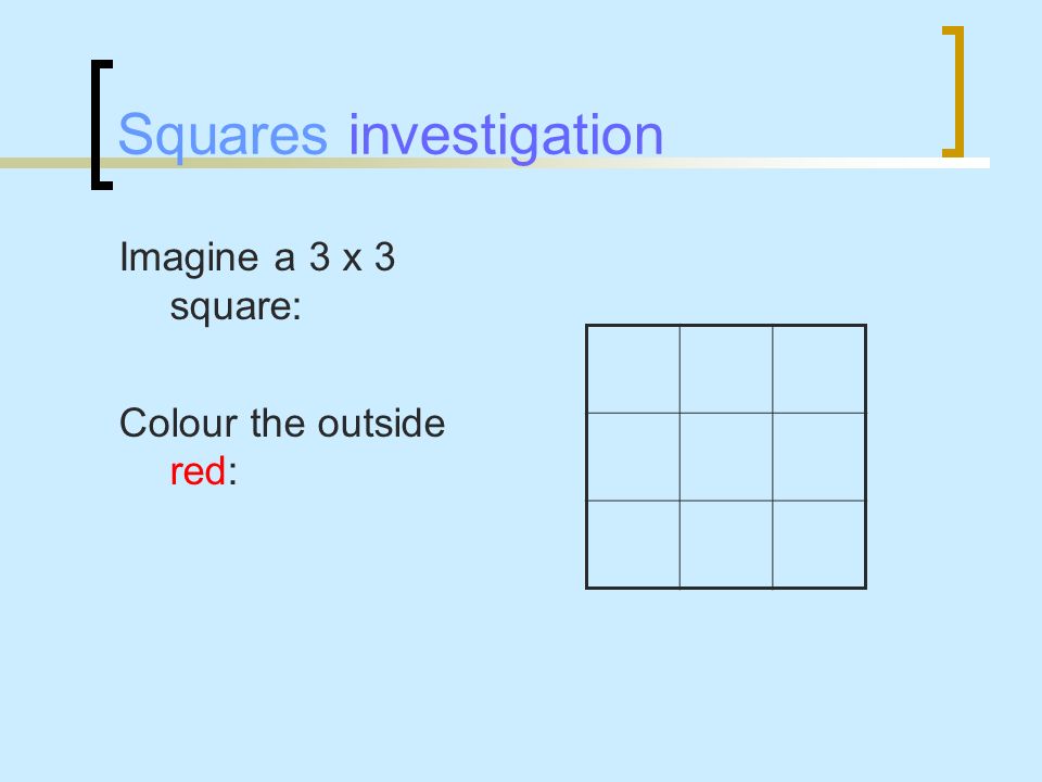 Imagine a 3 x 3 square: